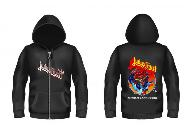 Judas Priest Unisex Sudadera con capucha con cremallera potencia de fuego impresión trasera 100% oficial